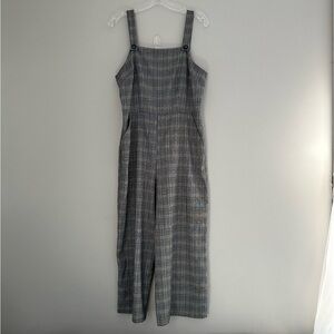 Plaid Blue and Gray Overall Jumpsuit Romper Gypsies and Moondust Zipper Back